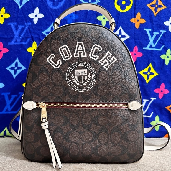 Coach Handbags - Coach Jordyn Backpack Women’s brown/chalk signature varsity